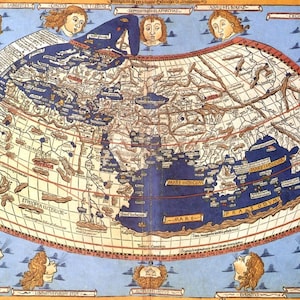 Mapa do mundo de acordo com Ptolomeu Mapa antigo Cartografia histórica Impressão Pôster