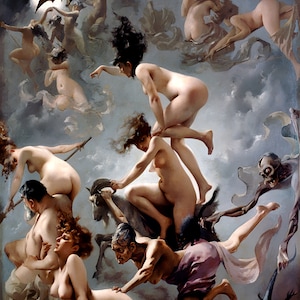 Witches Going to The Sabbath - Luis Ricardo Falero 1878 Digital Print