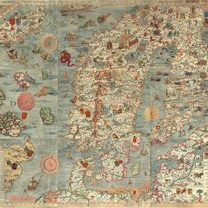 Carta Marina Skandinavische Karte 1539 18x24 Print Poster