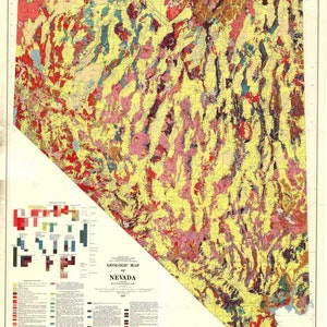Affiche imprimée de la carte géologique du Nevada