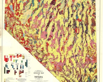 Geology Map Of Nevada Print Poster