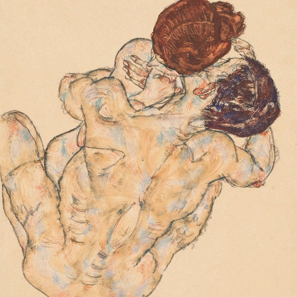 Egon Schiele - Amoureux homme et femme 1914 Poster imprimé