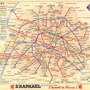 Cartaz de impressão do mapa do metrô de Paris