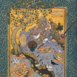 Póster impreso "El concurso de los pájaros" de Habiballah de Sava