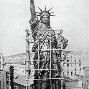 Póster impreso de la Estatua de la Libertad - Construcción en Francia, 1884