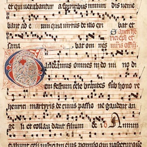 Medieval Gregorian Chant Manuscript Page From Graduale Aboense Hymn Book Of Turku Finland Print Poster