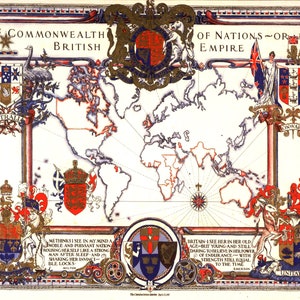 1921年の大英帝国の地図 - Etsy 日本