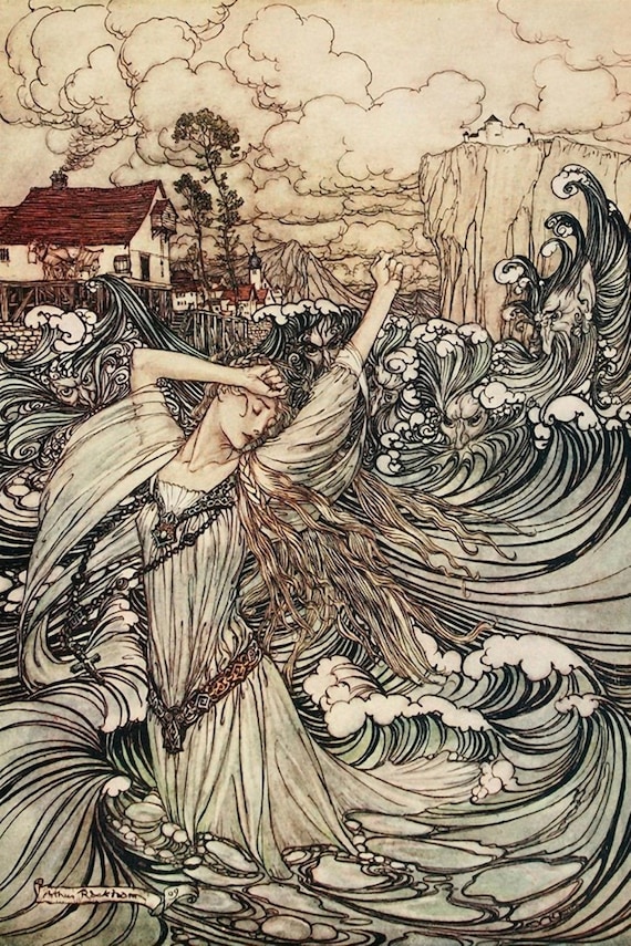 アーサー・ラッカム - ウンディーネ - 北欧神話プリントポスター