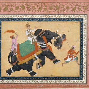 Prince Riding An Indian Elephant By Khem Karan Print Poster