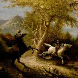 John Quidor Legend of Sleepy Hollow Headless Horseman Pursuing Ichabod Crane 1858 Print Poster