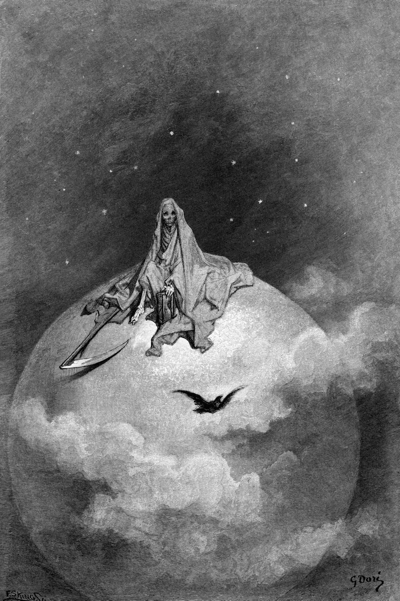 Gustave Dore The Raven Print Poster imagem 1