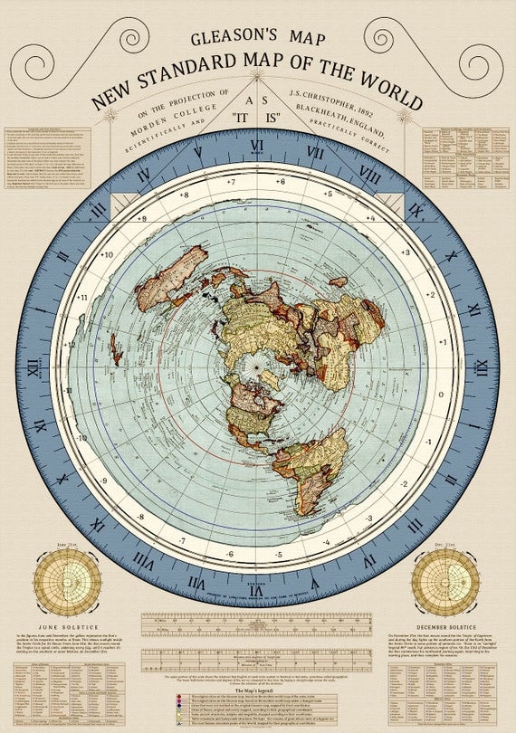グリーソンの新しい標準世界地図 平面地球地図 プリントポスター グリーソンの新しい標準世界地図 平面地球地図 プリントポスター