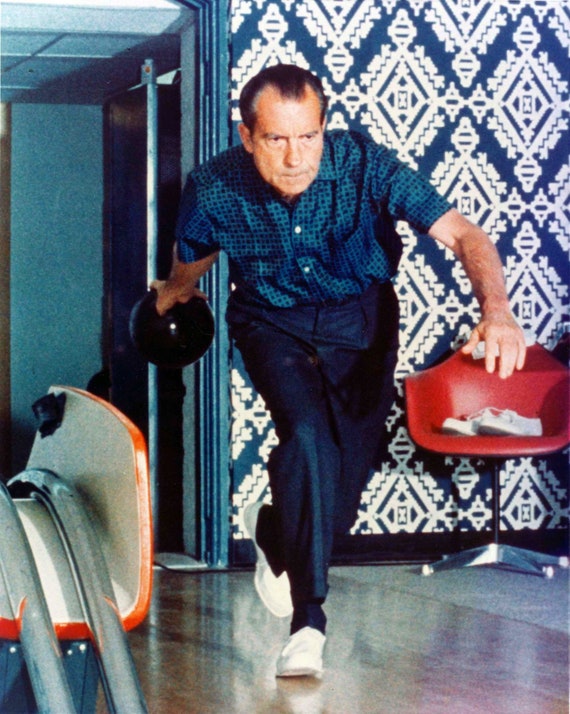 Richard Nixon Bowling Print Poster