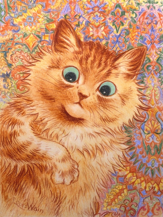 Louis Wain Ginger Cat Art Print Poster - Etsy UK