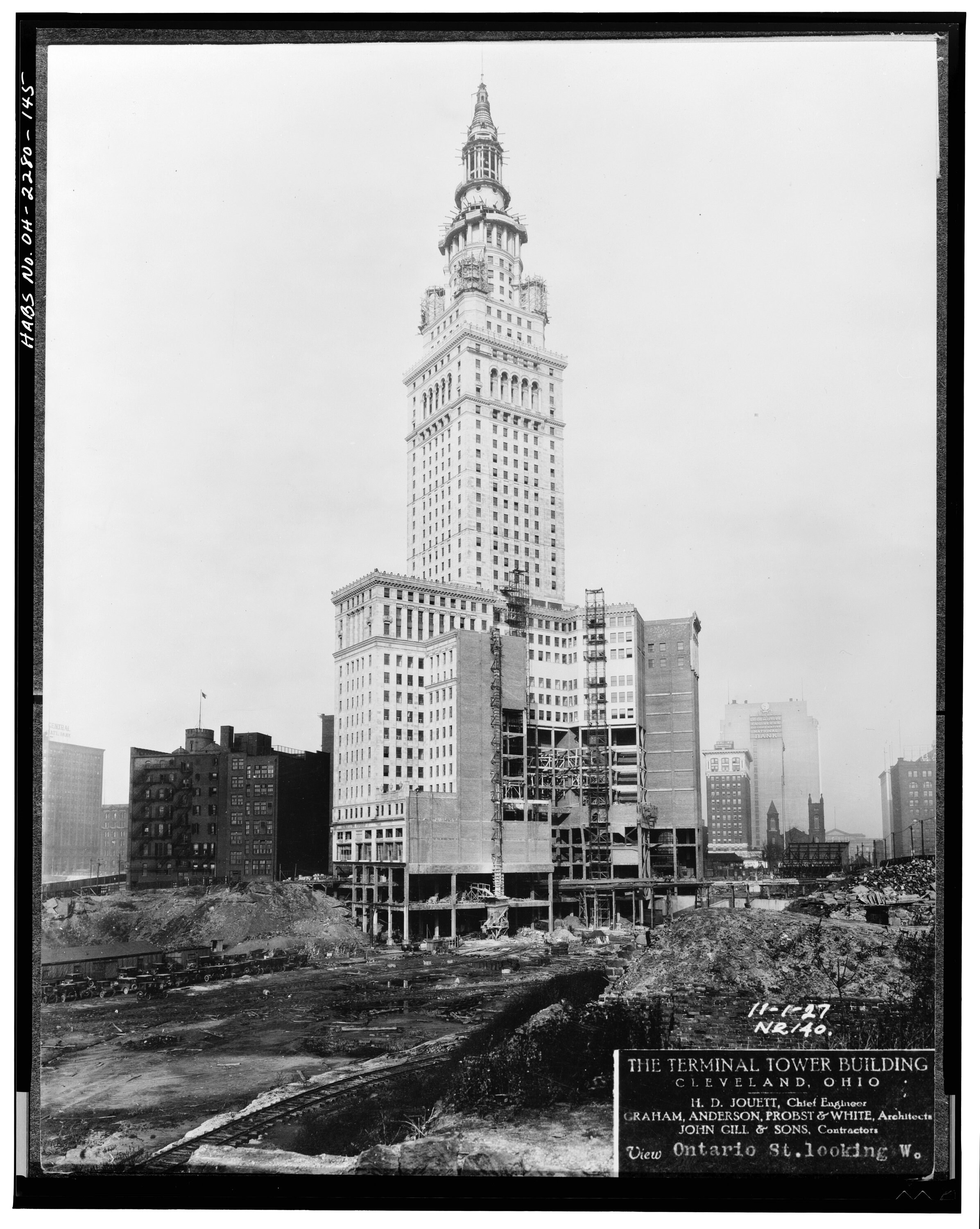 Terminal Tower Construction 1927 Photo Cleveland Black