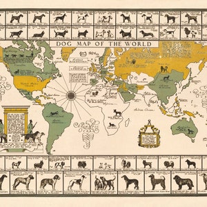 Hund Map Of The World 1935 Print Poster