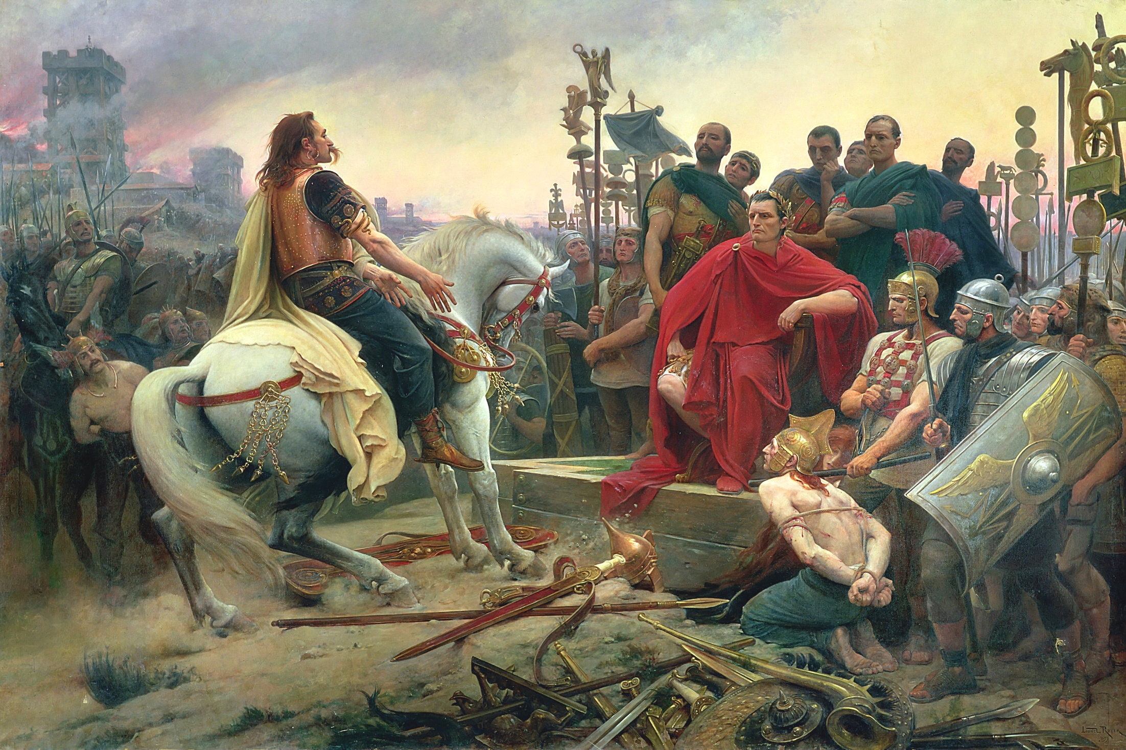 Vercingetorix Throwing Down His Weapons At The Feet Of Julius Caesar Print Poster