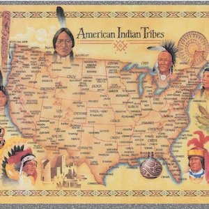 Indianerstämme Map Print Poster