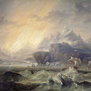 HMS Erebus And Terror In The Antarctic - John Wilson Carmichael Print Poster