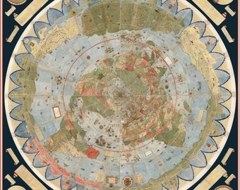 1587 Urbano Monte Giant Flat Earth Medieval Map Of The World Mappa Mundi Antique Old World Atlas Cartography  Print Poster