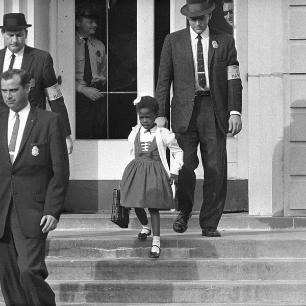 US Marshals With Young Ruby Bridges On School Steps Print Poster