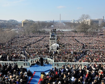 President Barack Obama Delivers His First Inaugural Address Print Poster