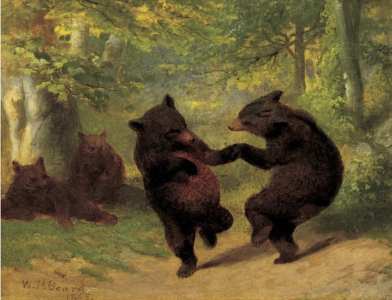 Dancing Bears（ウィリアム ホルブルック ベアード）熊 ポスター Dancing Bears by William Holbrook Beard Print Poster - Etsy