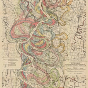 Bogen 8-1944 Mississippi River Karte Print Poster