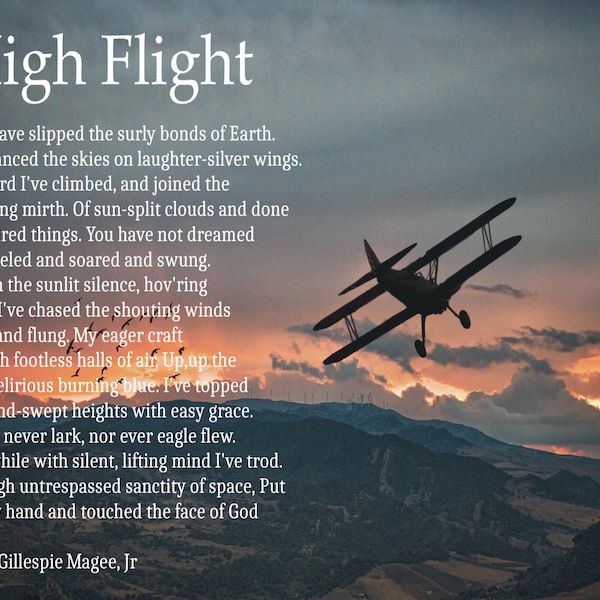 High Flight Poem Framed Etsy Australia