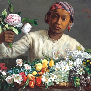 Young Woman With Peonies By Frederic Bazille 1870 Print Poster