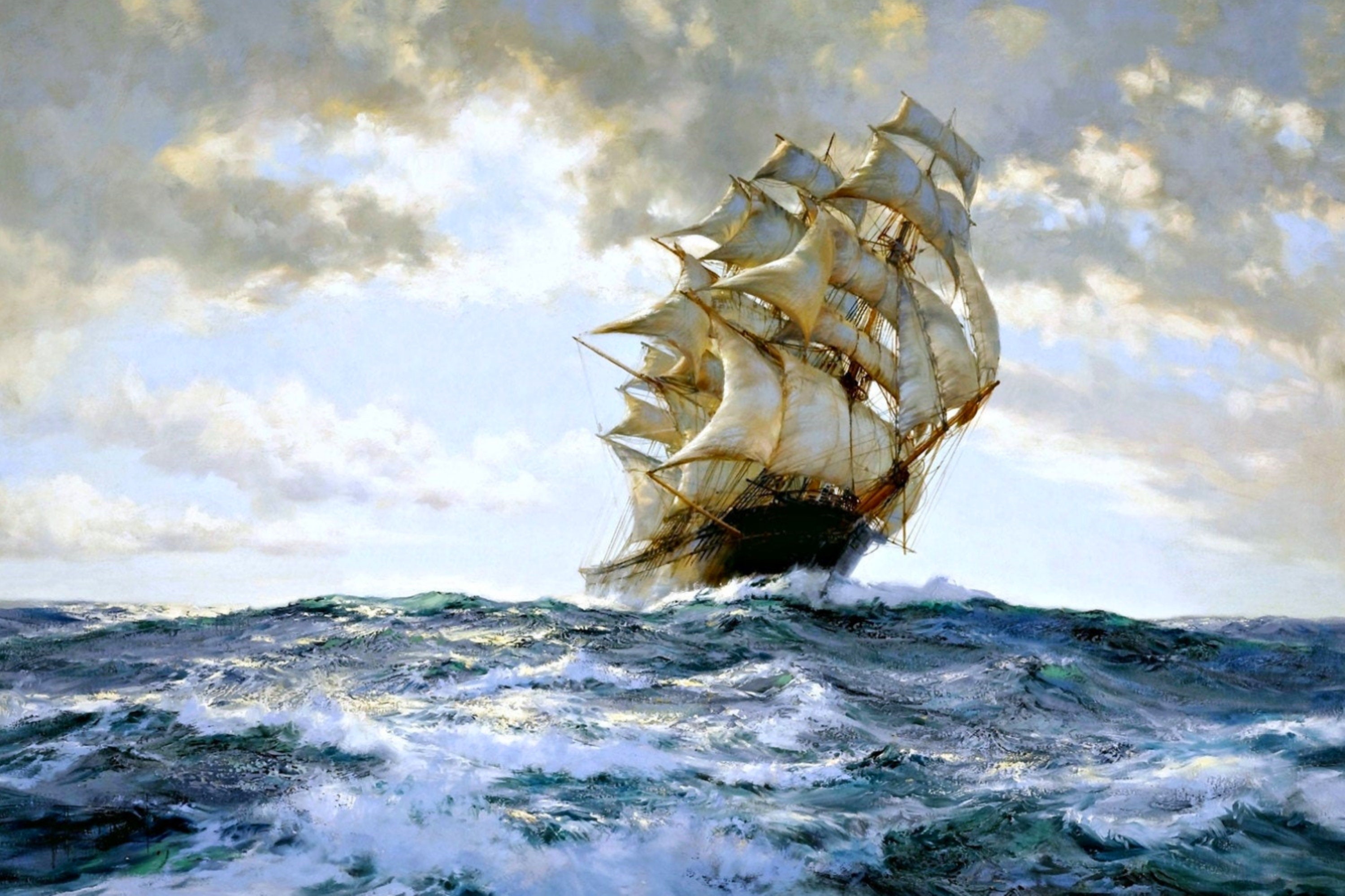 The Proud Ship Painting By Montague Dawson Print Poster Etsy