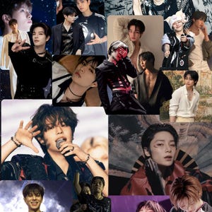 May include: A collage of various images featuring young men in diverse poses and outfits. The images showcase a range of styles, from casual to more stylized fashion, with some individuals holding microphones or wearing accessories.