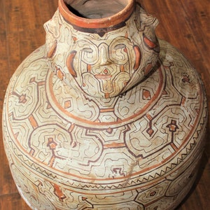 Very Large Four Faced Figurative Shipibo Effigy Ceramic Pot