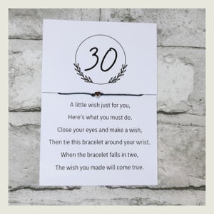 BIRTHDAY WISH BRACELET • 30 Wish Bracelet • Charm Bracelet • Wish Bracelet • 30th Birthday Wish Bracelet • String Wish Bracelet