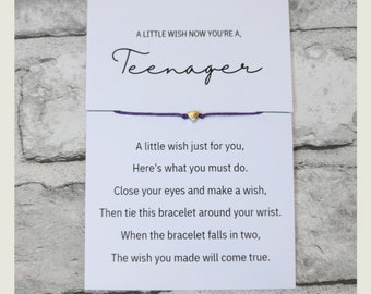 TEENAGER WISH BRACELET • Teenager Wish Bracelet • Charm Bracelet • Wish Bracelet • 13th Birthday Wish Bracelet • String Wish Bracelet