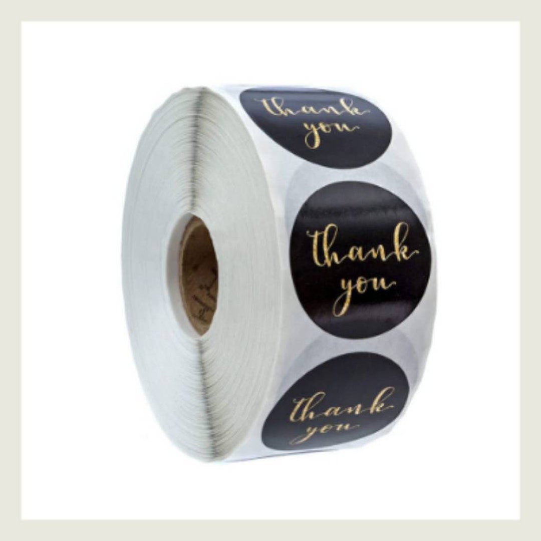 THANK YOU STICKER • 1" Black & Gold Thank You Stickers • Small Business ...