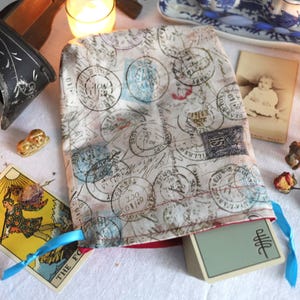 Große Vintage Porto Tarot Tasche Orakel Tasche Rune Tasche gefüttert Handmade