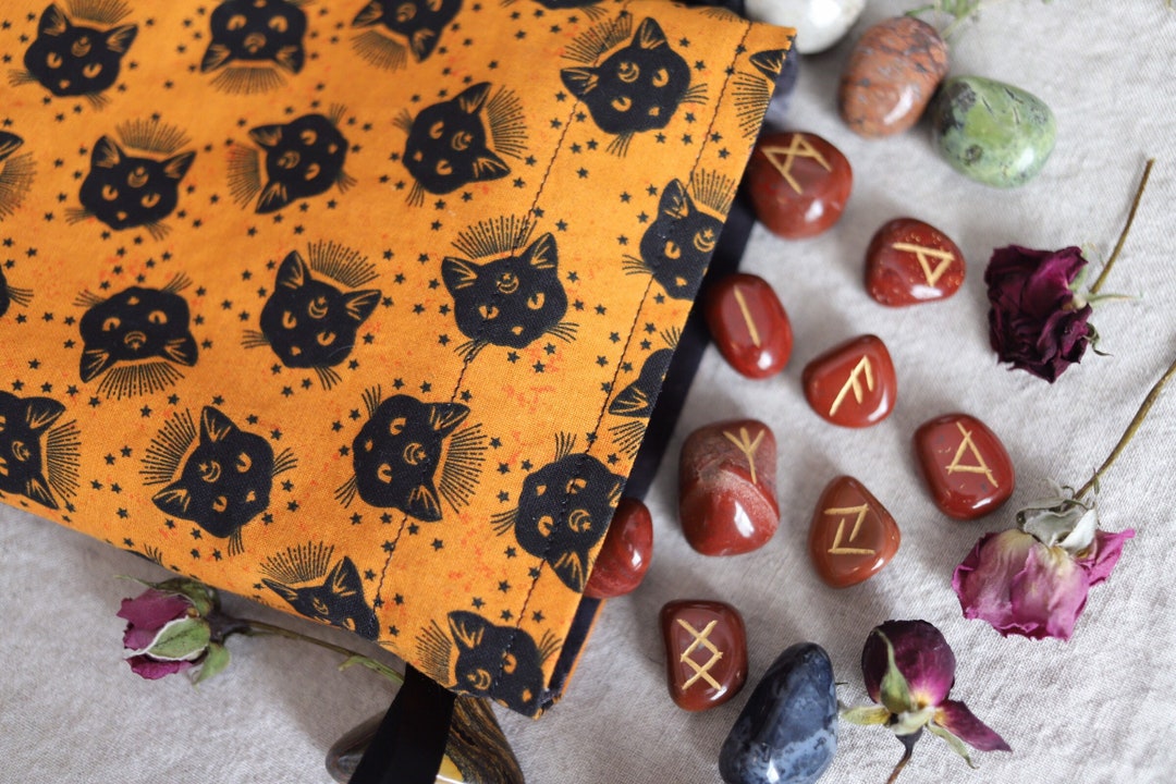 Medium Mystic Cat Tarot Bag Oracle Bag Rune Bag Fully Lined - Etsy