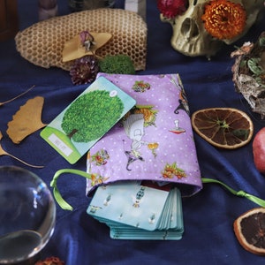 Small Witch's Garden Mini Tarot Deck Bag Oracle Bag Rune Bag Dice Pouch Fully Lined Handmade