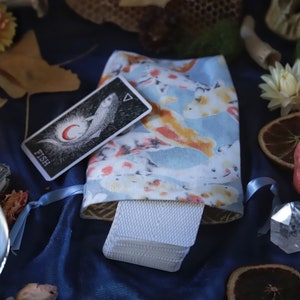 Small Koi Pond Mini Tarot Deck Bag Oracle Bag Rune Bag Dice Pouch Fully Lined Handmade