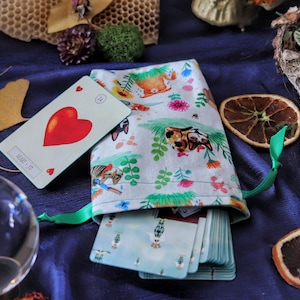Small Grumpy Garden Cats Mini Tarot Deck Bag Oracle Bag Rune Bag Dice Pouch Fully Lined Handmade