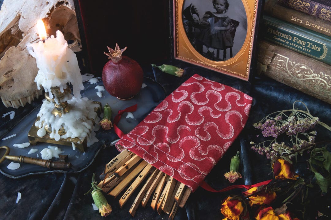 Small Red Lace Ribbons Mini Tarot Deck Bag Oracle Bag Rune Bag Dice ...