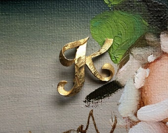 Vtg 70s 80s Dark Blue Name Letter Initial /'K/' Brooch