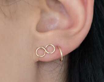 Gold Fill Infinity Stud Earrings - 14k gold fill, 925 sterling silver, cute stud earrings, dainty earrings, gift for girlfriend