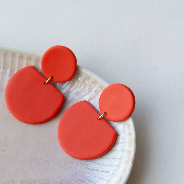 Mila In Red - Red Earrings - Dangle Earrings - Polymer Clay Earrings