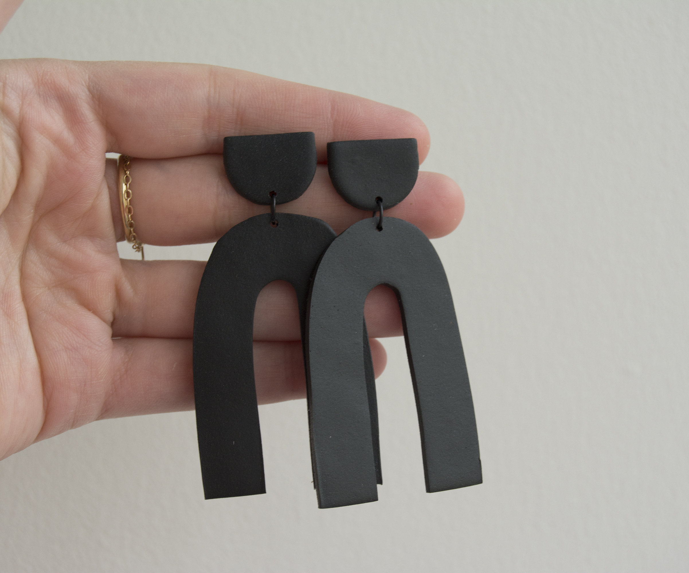 Kim in Black | Statement Earrings | Wishbone Earrings | Geometric Ear…