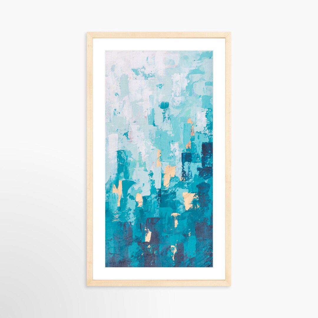 Teal Abstract Art Print: Modern Coastal Wall Decor "worth the Climb" - Etsy