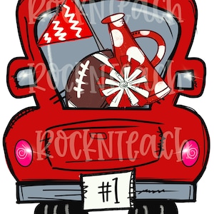 Team spirit red  truck digital file/sublimation file/Football png