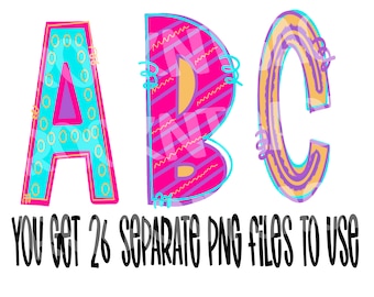 Colorful bright alphabet clipart, letter clipart, clipart letters