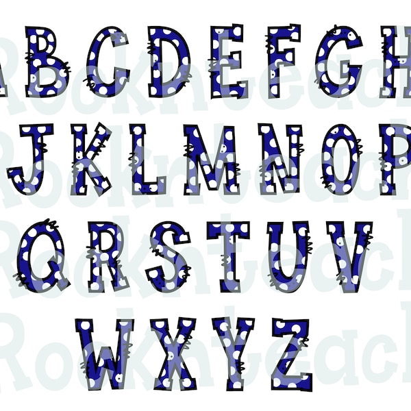 Blue polka dot alphabet letters, cute letters, png letters, alphabet letters